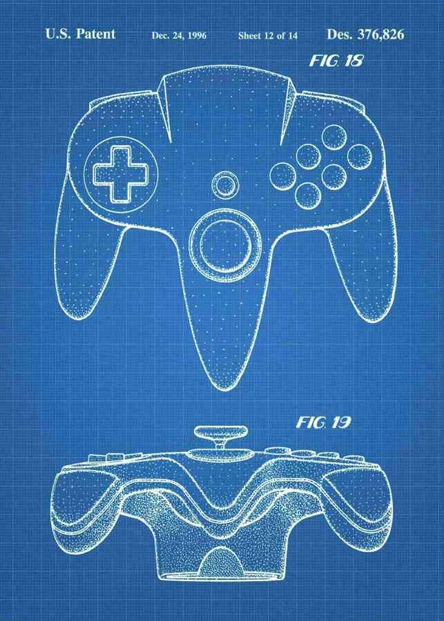Patent Blueprint nintendo 64 3 A4 Photo Print