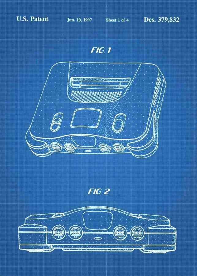 Patent Blueprint nintendo 64 game console 3 A4 Photo Print