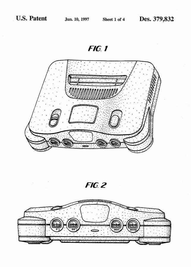 Patent Blueprint nintendo 64 game console 4 A4 Photo Print