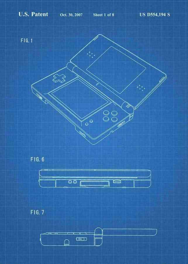 Patent Blueprint nintendo ds 3 A4 Photo Print