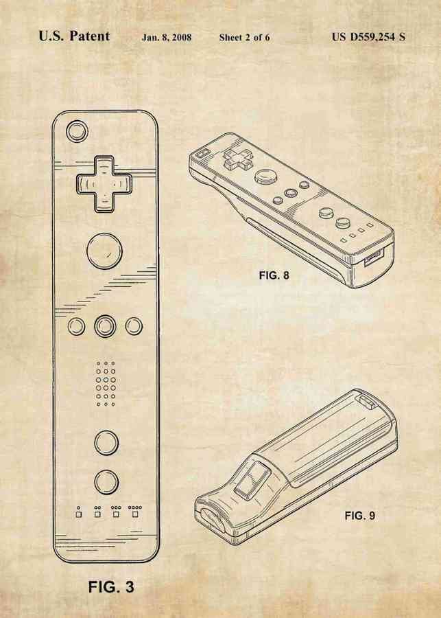 Patent Blueprint nintendo wii controller A4 Photo Print