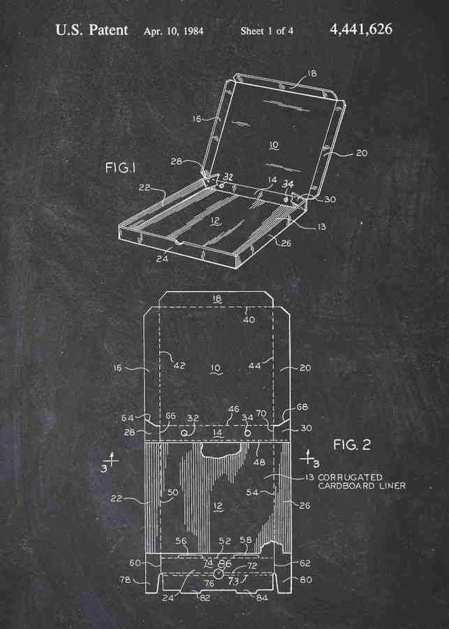 Patent Blueprint pizza box A4 Photo Print