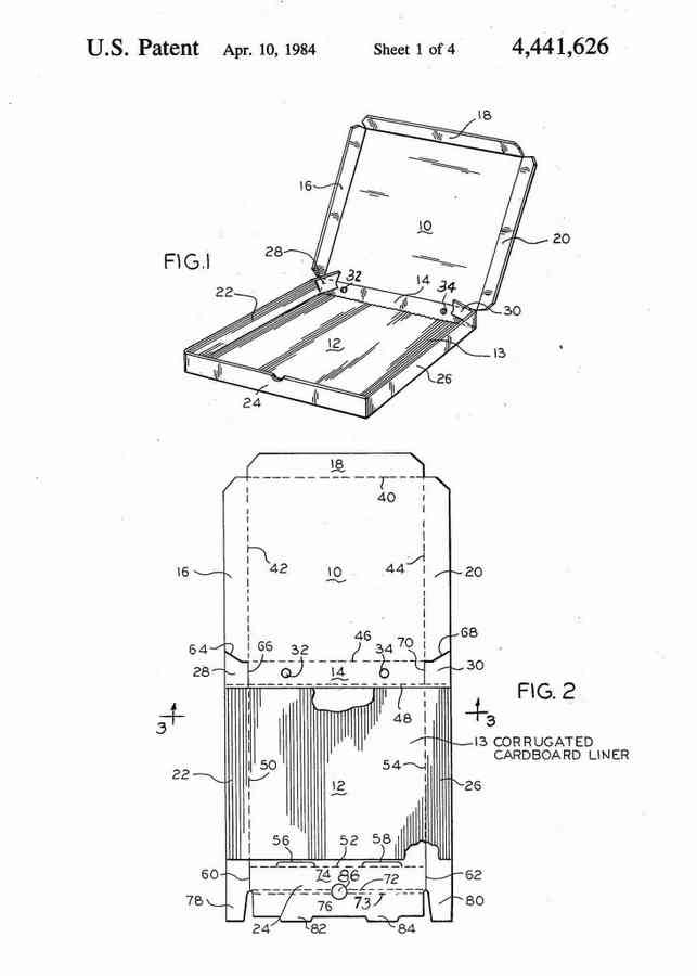 Patent Blueprint pizza box 4 A4 Photo Print