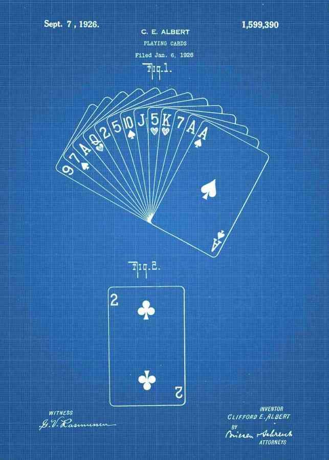 Patent Blueprint playing cards 3 A4 Photo Print