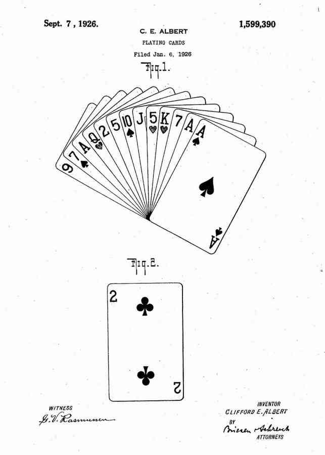 Patent Blueprint playing cards 4 A4 Photo Print
