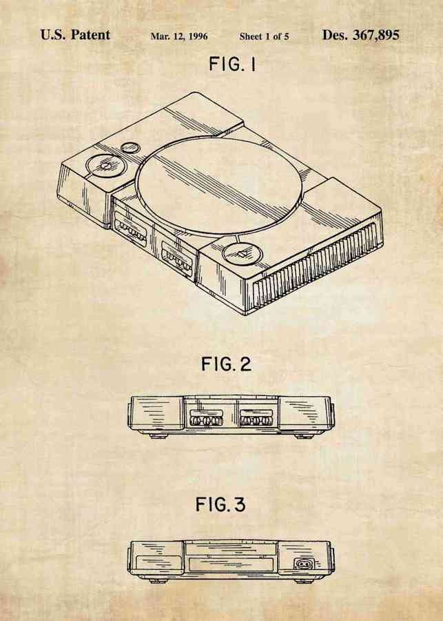 Patent Blueprint playstation one console A4 Photo Print