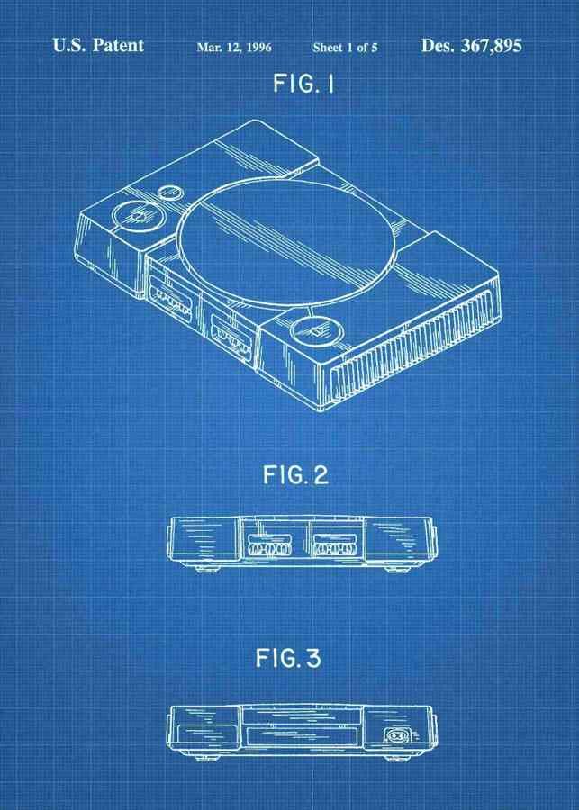 Patent Blueprint playstation one console 3 A4 Photo Print