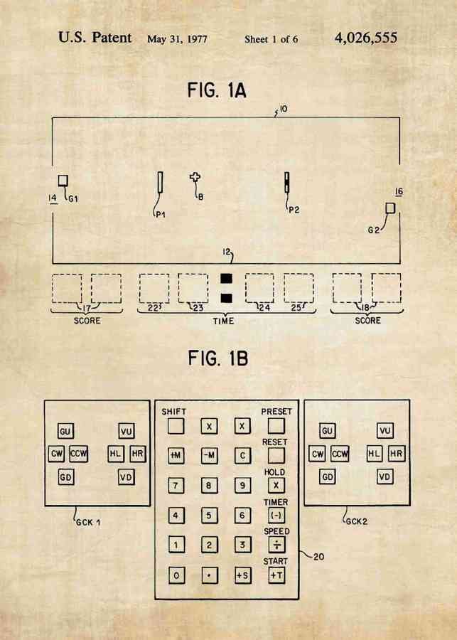 Patent Blueprint pong retro console A4 Photo Print