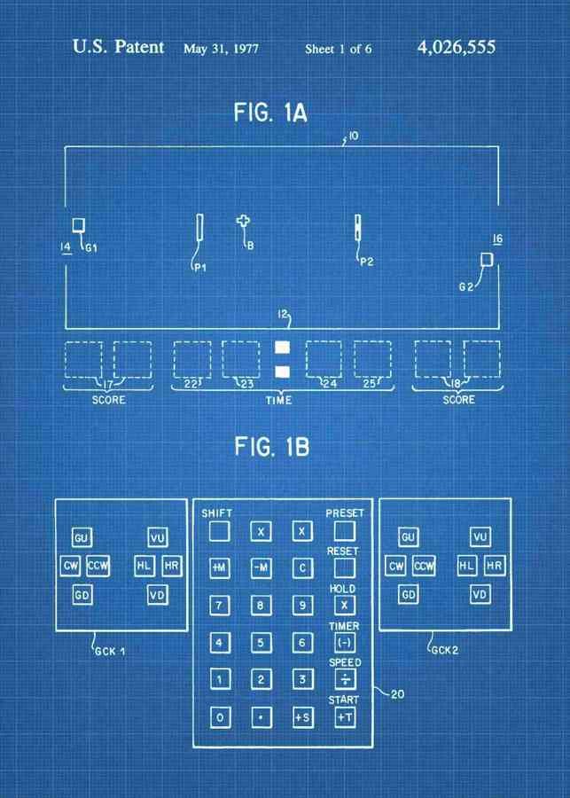 Patent Blueprint pong retro console 3 A4 Photo Print