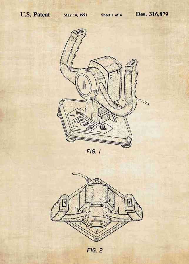 Patent Blueprint racing game wheel joystick A4 Photo Print