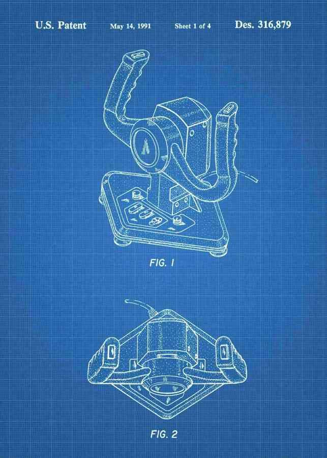 Patent Blueprint racing game wheel joystick 3 A4 Photo Print