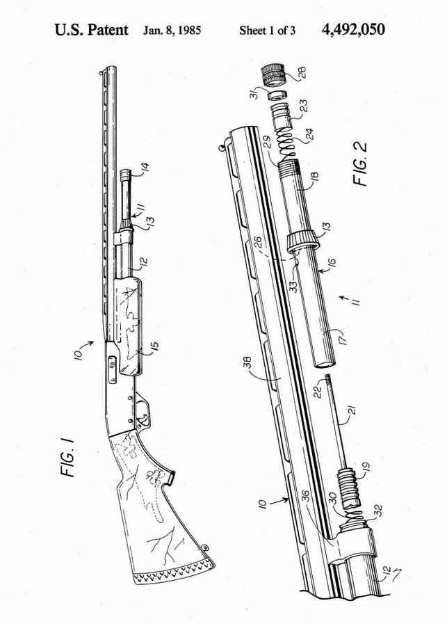 Patent Blueprint remington shotgun 4 A4 Photo Print