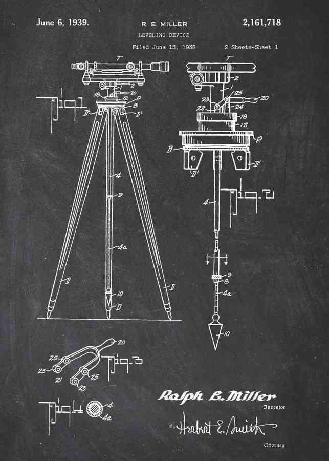 Patent Blueprint retro surveyors transit A4 Photo Print