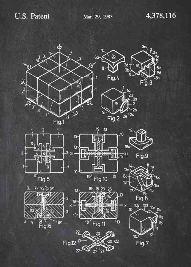 Patent Blueprint rubiks cube A4 Photo Print