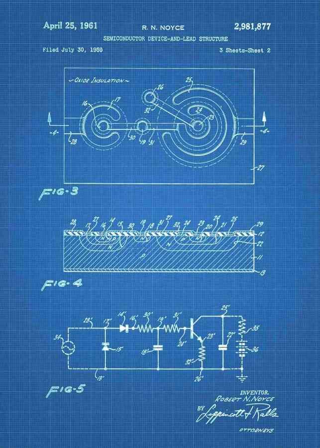 Patent Blueprint semiconductor A4 Photo Print