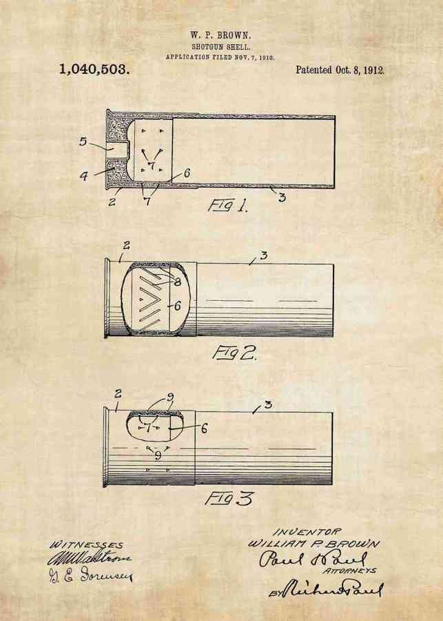 Patent Blueprint shotgun shell A4 Photo Print