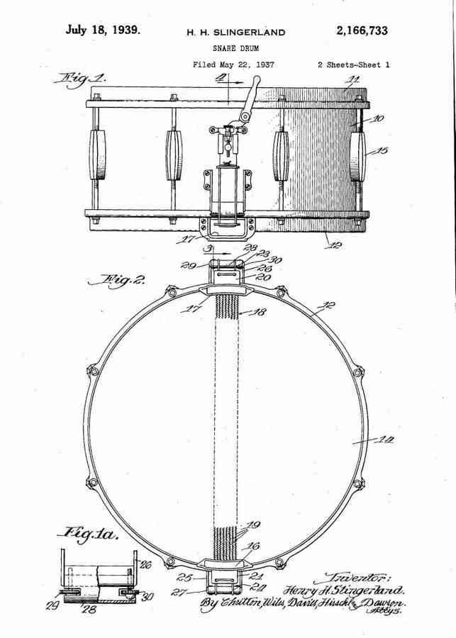 Patent Blueprint snare drum 4 A4 Photo Print