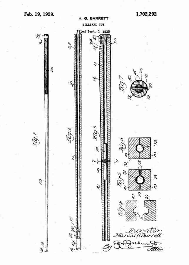 Patent Blueprint snooker billiards cue 4 A4 Photo Print