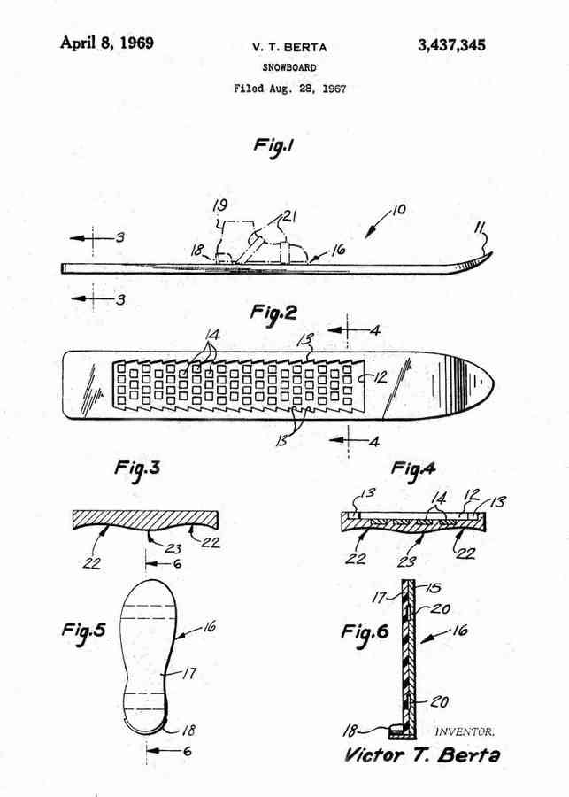 Patent Blueprint snowboard 4 A4 Photo Print