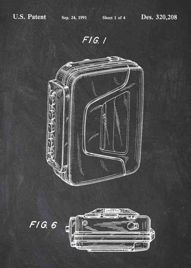 Patent Blueprint sony walkman A4 Photo Print
