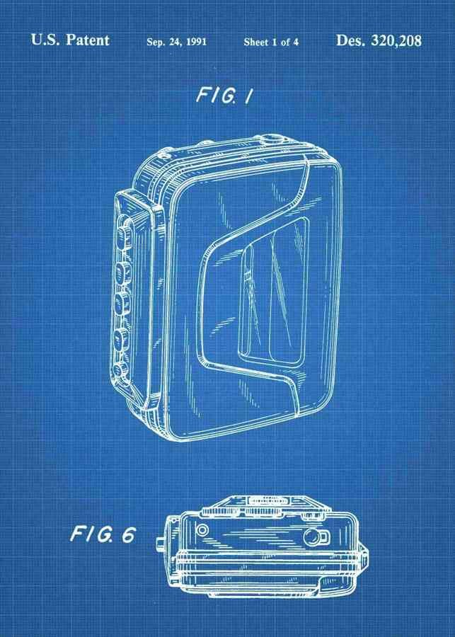 Patent Blueprint sony walkman 3 A4 Photo Print