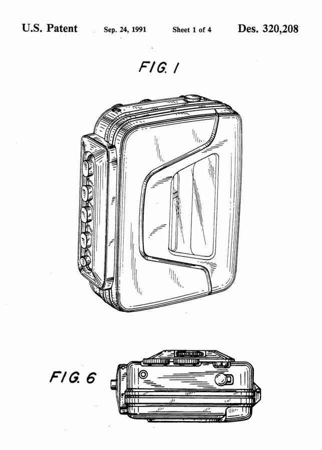 Patent Blueprint sony walkman 4 A4 Photo Print