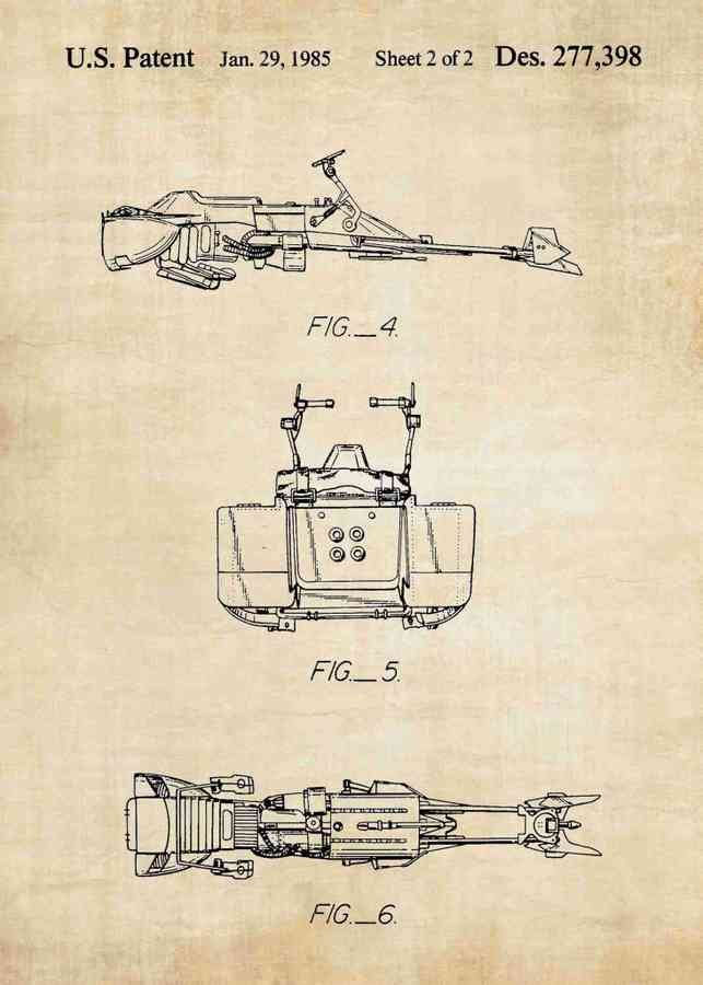 Patent Blueprint speeder bike A4 Photo Print
