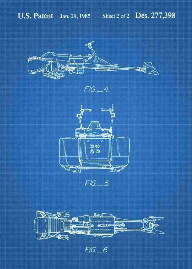 Patent Blueprint speeder bike 3 A4 Photo Print