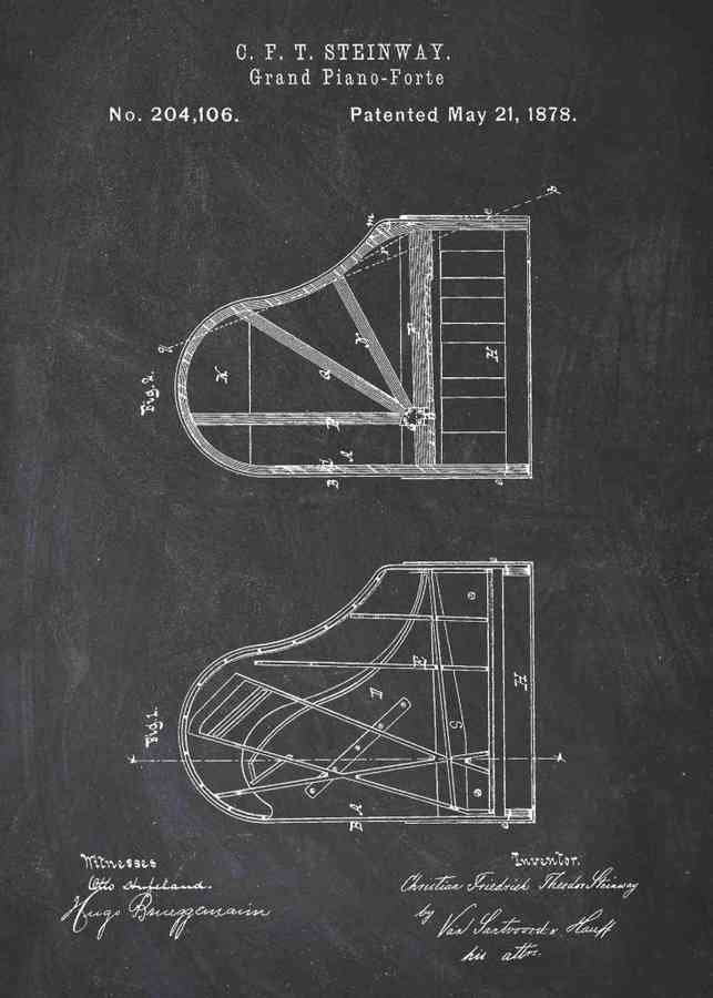 Patent Blueprint steinway piano A4 Photo Print