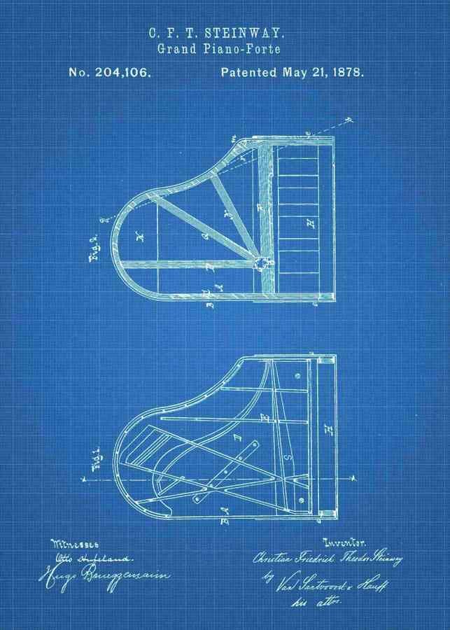 Patent Blueprint steinway piano 3 A4 Photo Print