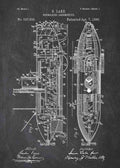 Patent Blueprint submarine A4 Photo Print