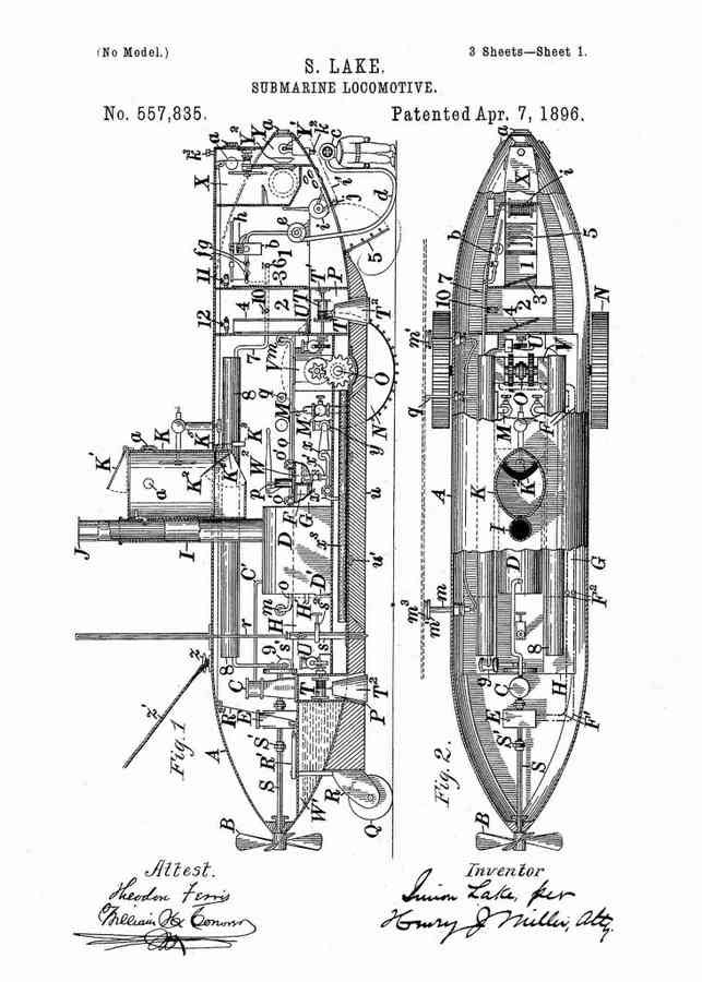 Patent Blueprint submarine 4 A4 Photo Print