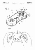 Patent Blueprint super nintendo nes controller 4 A4 Photo Print