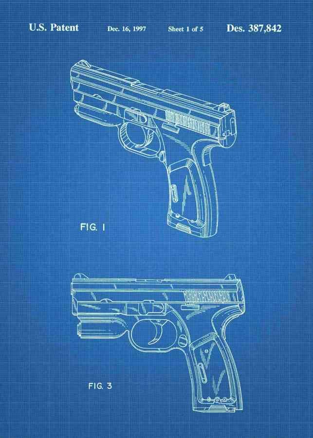 Patent Blueprint t 1000 laser pistol 3 A4 Photo Print