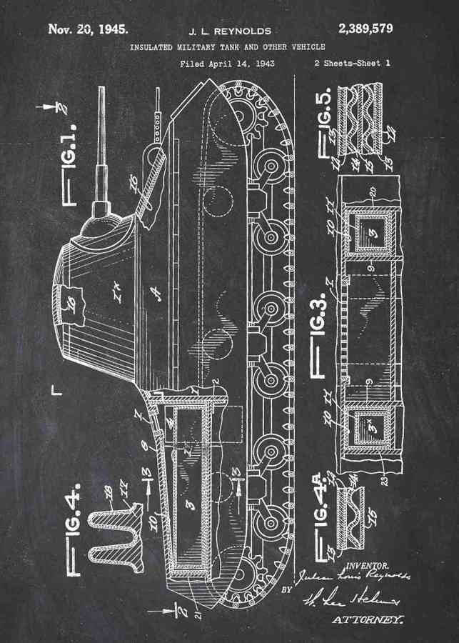 Patent Blueprint tank A4 Photo Print