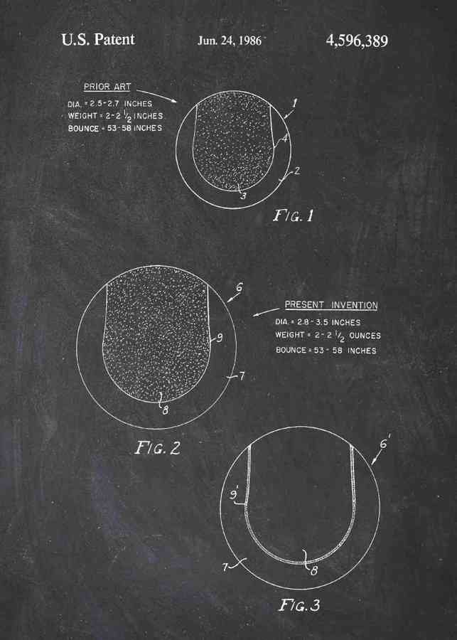 Patent Blueprint tennis ball A4 Photo Print