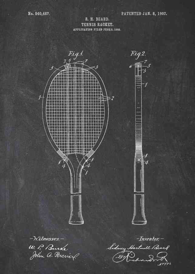 Patent Blueprint tennis racket A4 Photo Print