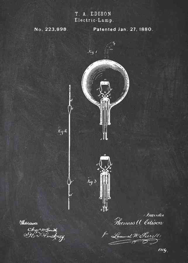 Patent Blueprint thomas edison light bulb A4 Photo Print