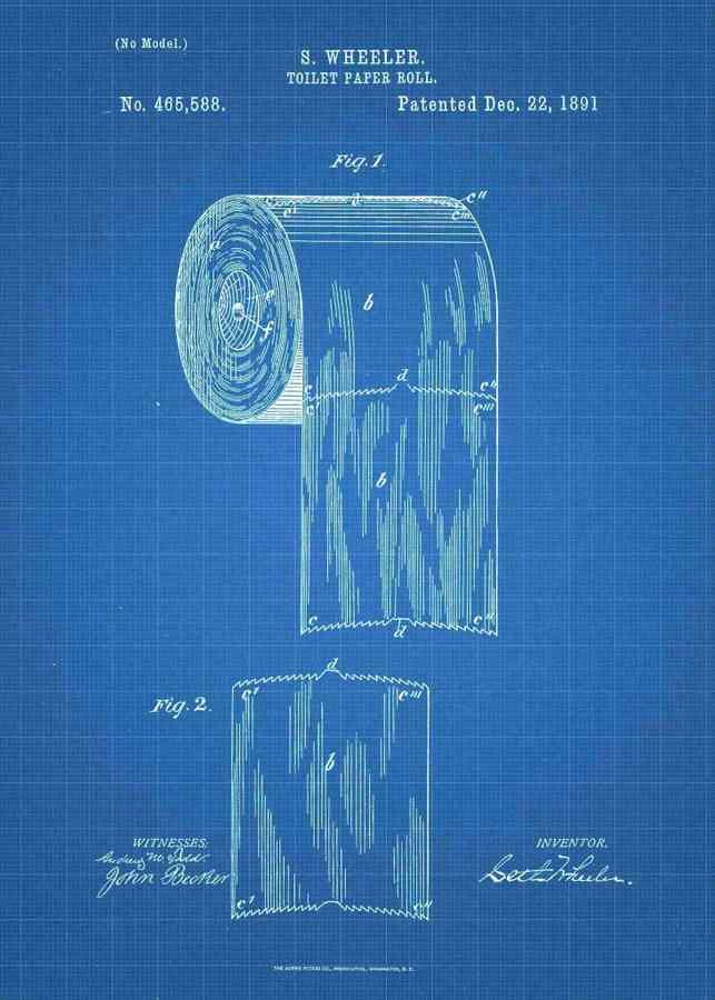 Patent Blueprint toilet paper 3 A4 Photo Print
