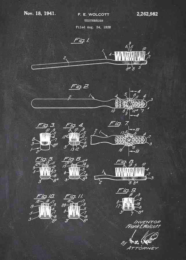 Patent Blueprint toothbrush A4 Photo Print