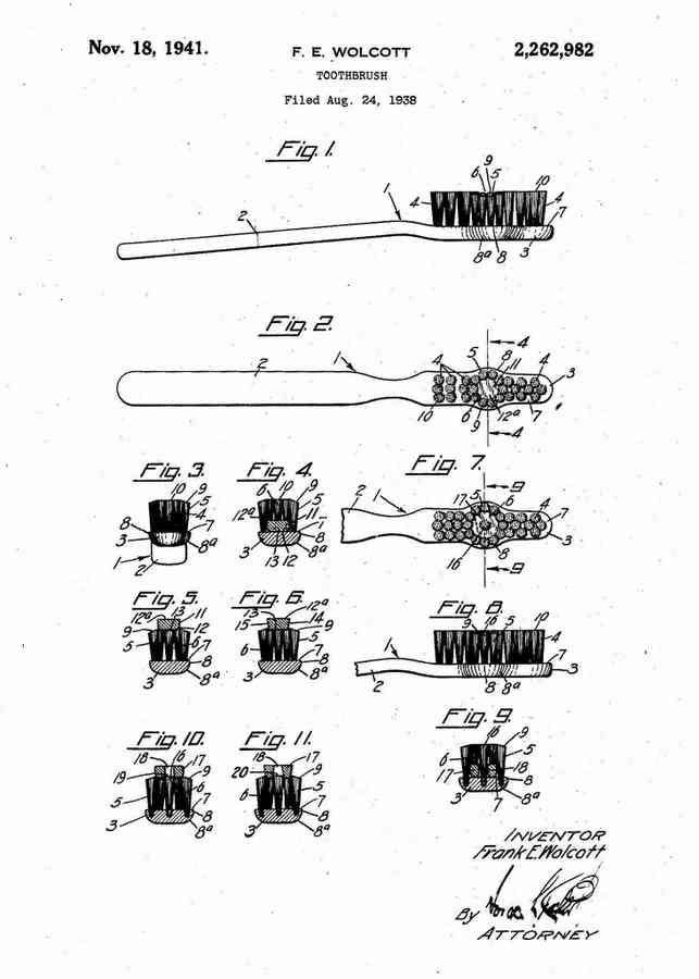 Patent Blueprint toothbrush 4 A4 Photo Print