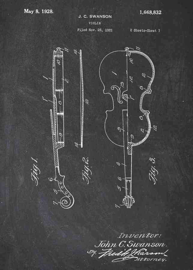 Patent Blueprint violin A4 Photo Print