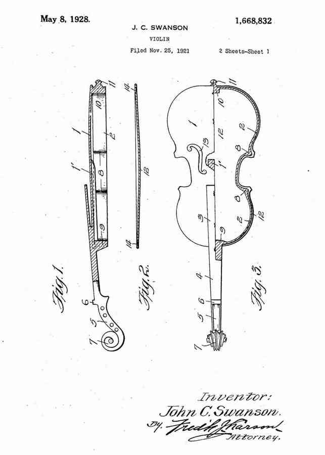 Patent Blueprint violin 4 A4 Photo Print