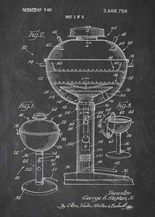 Patent Blueprint webber bbq A4 Photo Print