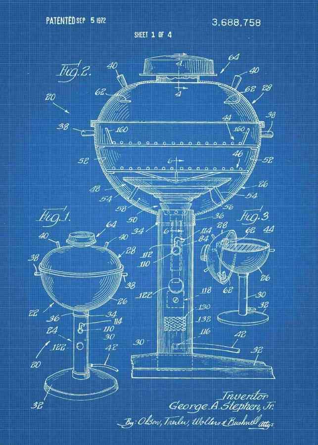 Patent Blueprint webber bbq 3 A4 Photo Print