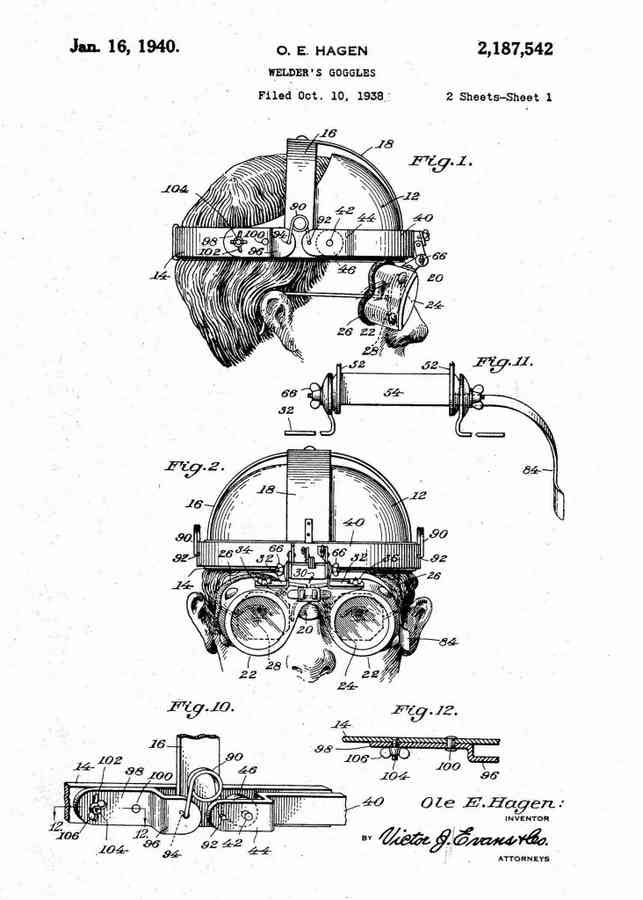 Patent Blueprint welders mask 4 A4 Photo Print