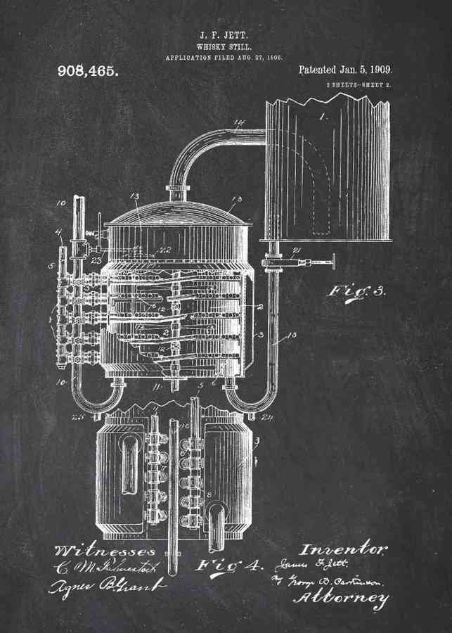 Patent Blueprint whisky still A4 Photo Print