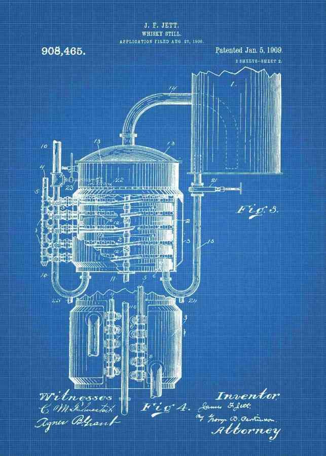 Patent Blueprint whisky still 3 A4 Photo Print
