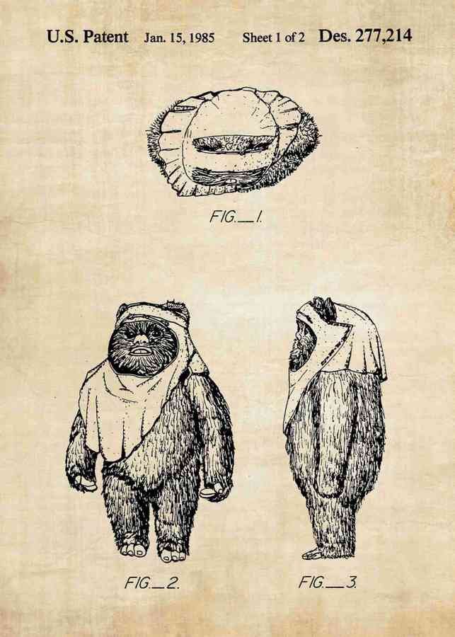 Patent Blueprint wicket ewok A4 Photo Print