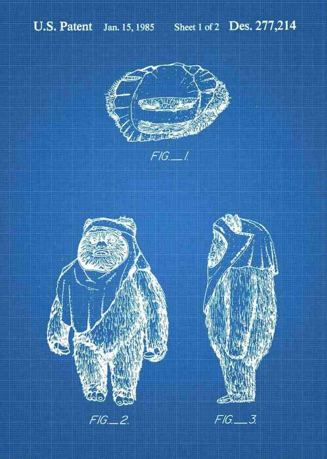 Patent Blueprint wicket ewok 3 A4 Photo Print